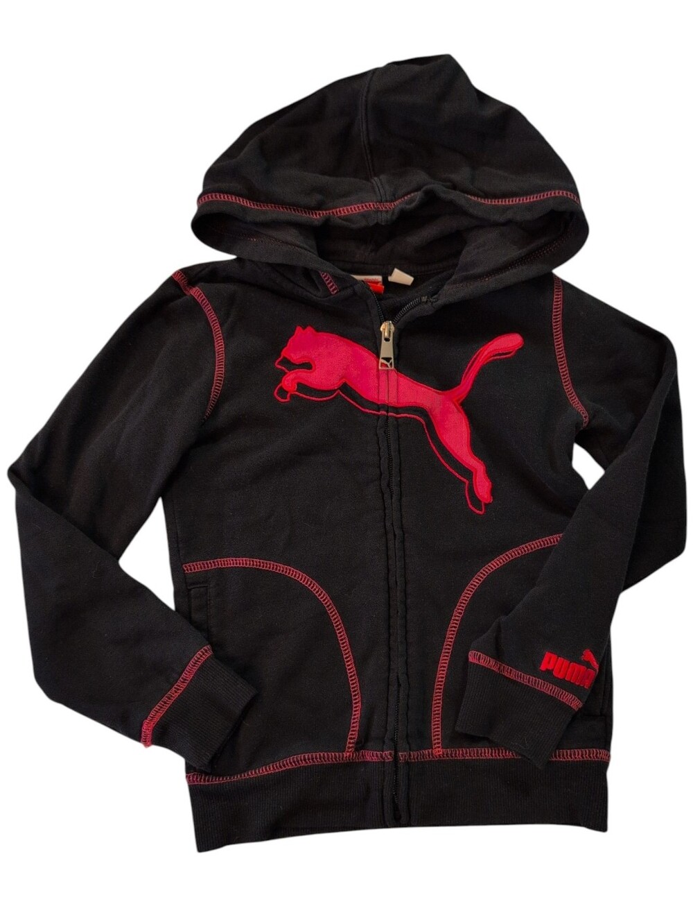 PUMA Black And Pink Full Zip Hoodie